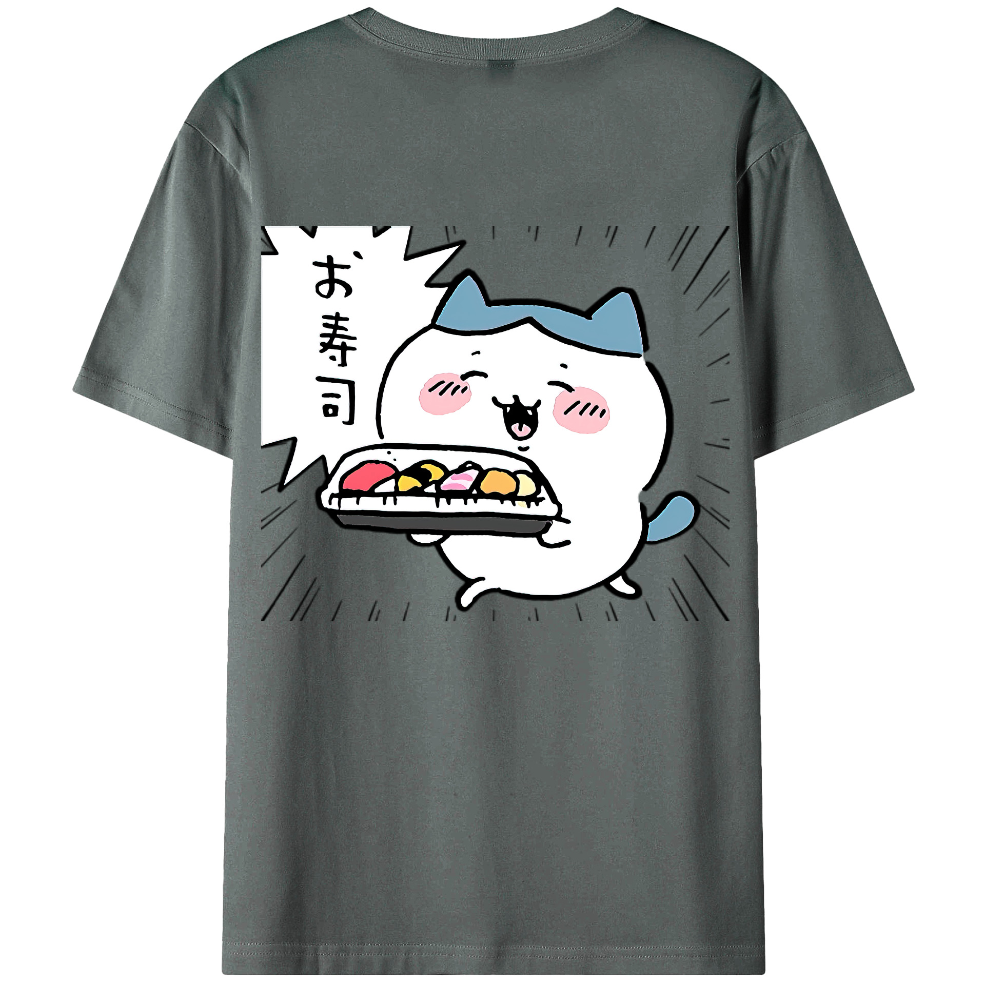（画像用） ちいかわ ハチワレ Chii-kawa hachiware 綿100％ メンズ半袖Tシャツ（バックプリント） 通気性